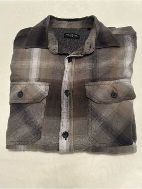 Plaid Button-Up Jacket Shirt - Brown/Gray